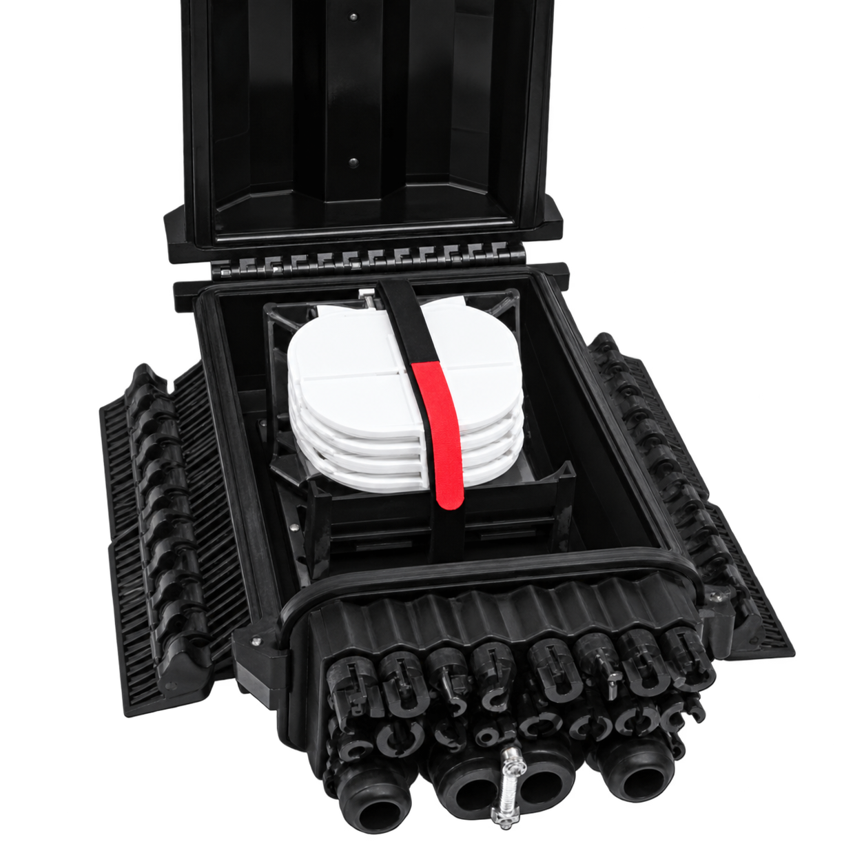 CX-FATC-003 fiber access terminal closure with open lid.
